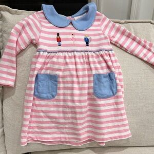 Luigi Kids Pink Striped Christmas Nutcracker Dress